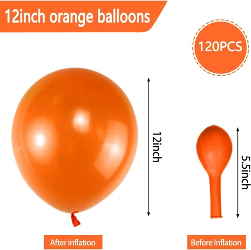 Miniatura 3 de Paquete de 120 globos de color naranja perla, globos brillantes de látex naranja real de 12 pulgadas para cumpleaños, bodas, baby shower, Halloween.