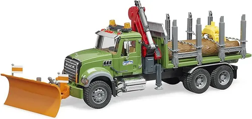 Miniatura 6 de Camión de madera de granito MACK con grúa de carga y 3 troncos
