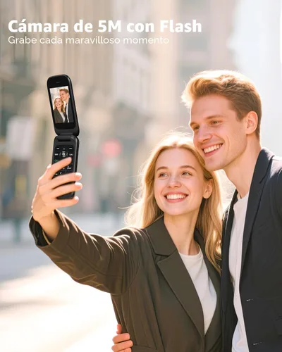 Miniatura 6 de Teléfono 4G Flip desbloqueado para personas mayores y niños, 3.2+2.0 pulgadas de pantalla dual KaiOS Basic Phone para viajes, batería grande
