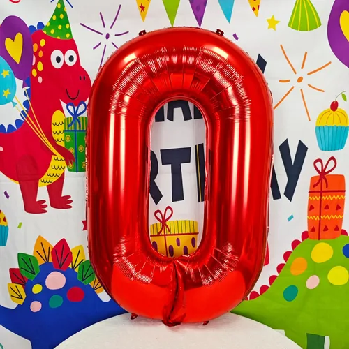 Miniatura 4 de Globo gigante de helio de 40 pulgadas, número 0 rojo, de poliéster, película de aluminio, 0-9, para niña y niño, autoinflable, dígito cero