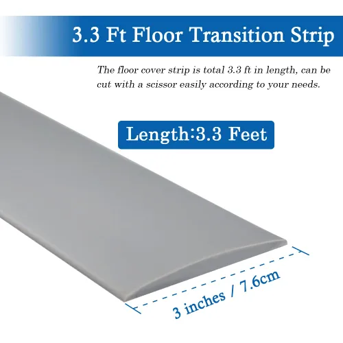 Miniatura 2 de Tira de transición de suelo autoadhesiva, tiras laminadas de vinilo de 3 pulgadas de ancho, divisores planos de transición (3.0 in, 3.3 pies, gris)