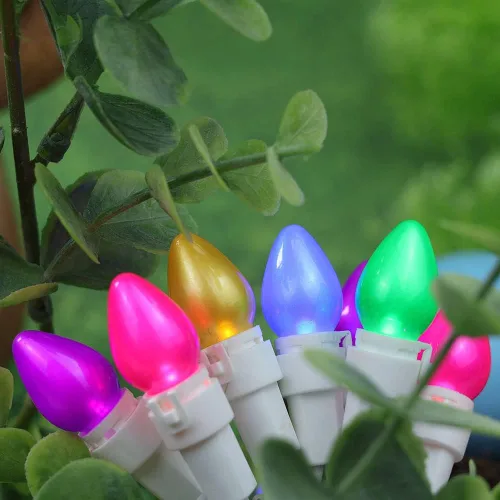 Miniatura 8 de Guirnalda de luces LED multicolor de cristal C3, 50 unidades, luz pastel de Pascua, 120 V, certificación ETL, conectable, para exteriores, cable