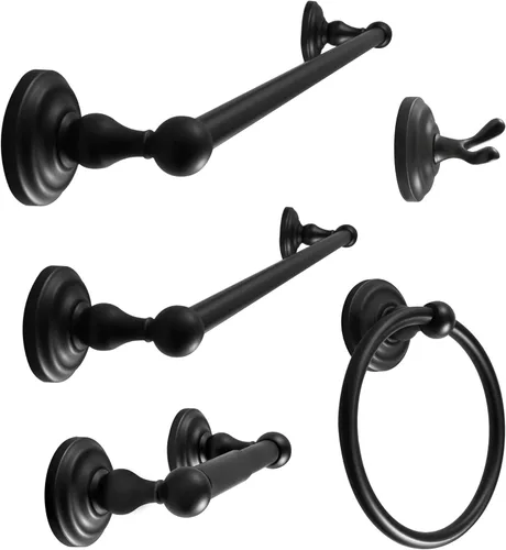 Miniatura 14 de SENTO ROBIKI - Juego de accesorios de baño modernos plateados, incluye gancho para bata, soporte para papel higiénico, toallero, barra de toalla