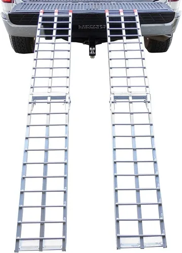 Miniatura 3 de Pit Posse PP2755P - Par de rampas de carga plegables de aluminio para cortacésped y todoterreno, 89", con capacidad de 1500 libras nominales