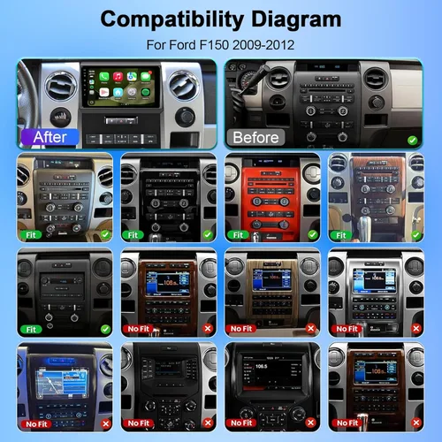 Miniatura 2 de 64GB Car Radio Stereo Upgrade for Ford F150 2009 2010 2011 2012, Plug and Play 9'' Android 13 Head Unit with Wireless Carplay/Android Auto/1080P