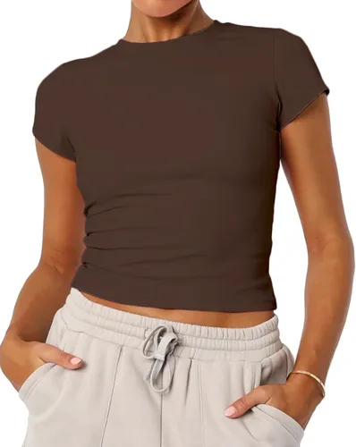 Miniatura 19 de Camisetas básicas de manga corta con cuello redondo para mujer de verano Y2K, lindas para salir, camisetas estilo bebé