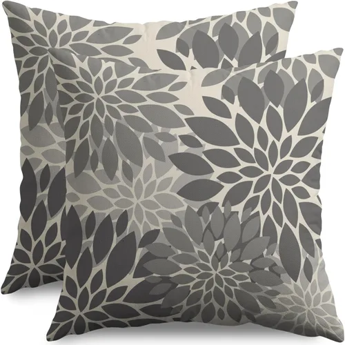 Miniatura 82 de Fundas de Almohada Azul Aguamarina 16X16 Pulgadas Juego de 2, Flores de Dalia Primavera Verano Floral Crema Fundas de Almohada Decorativas