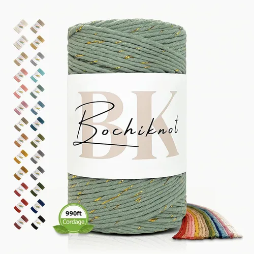 Miniatura 34 de BOCHIKNOT Cordón de macramé de 5 mm - Cordón de macramé de una hebra - Cordón de algodón para macramé y anudado - Suministros de cuerda de macramé
