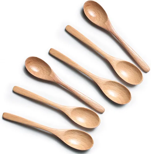 Miniatura 12 de Cuchara de café de madera de 6 pulgadas, cuchara de madera de haya natural, cuchara de postre para té de tarde, cuchara de té, agitadores de madera