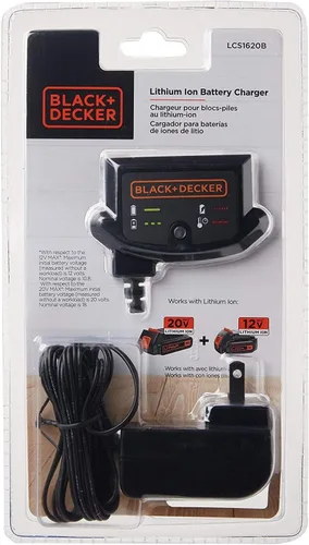 Miniatura 5 de BLACK+DECKER Cargador de batería de litio de 20V MAX, compatible con batería de 12V y 20V, la batería se vende por separado (LCS1620B)