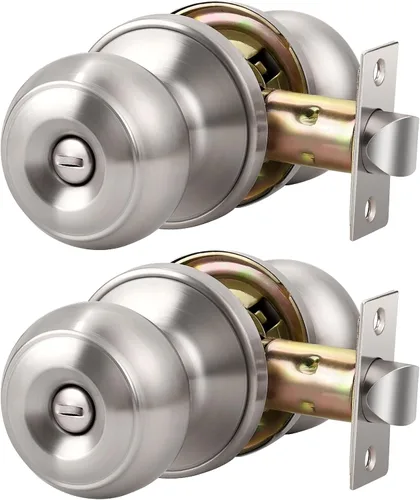 Miniatura 12 de KNOBWELL Pomos de puerta de privacidad, pomo de puerta de cama y baño con cerradura, pomos de puerta de bronce aceitado interior, pomo de puerta