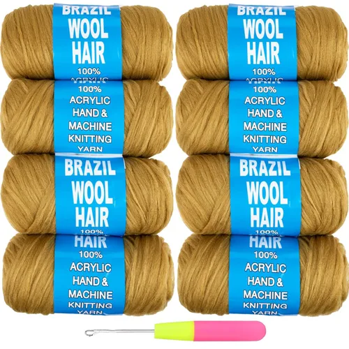 Miniatura 28 de 8 piezas de lana brasileña para trenzas, negro natural, cabello de lana brasileña para trenzar para mujeres, hilo para cabello para locs falsos