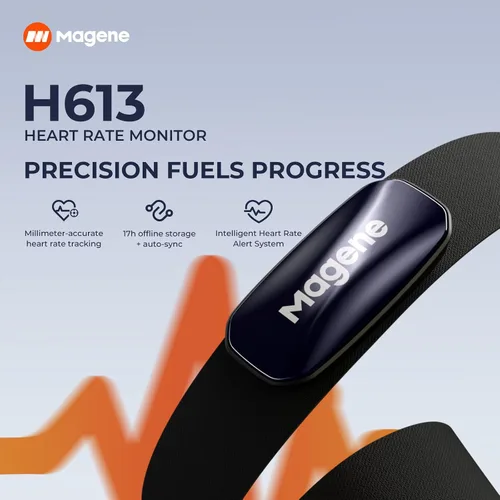 Miniatura 3 de Magene H613 - Correa de pecho para monitor de frecuencia cardíaca con seguimiento preciso, conectividad Bluetooth y ANT+, almacenamiento fuera