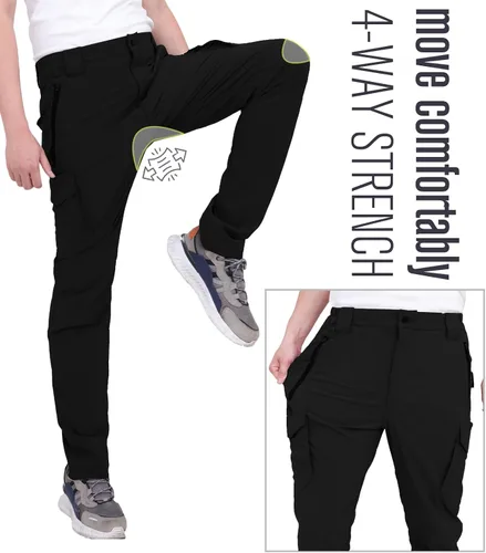 Miniatura 4 de WORK IDEA Pantalones de senderismo para hombre, impermeables, ligeros, pantalones de pesca al aire libre con bolsillos tipo cargo