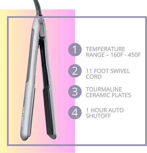 Miniatura 3 de CORTEXPRO Plancha plana de 1 pulgada – Placas de cerámica de turmalina digital de un solo paso con estuche de transporte – Plancha plana plancha