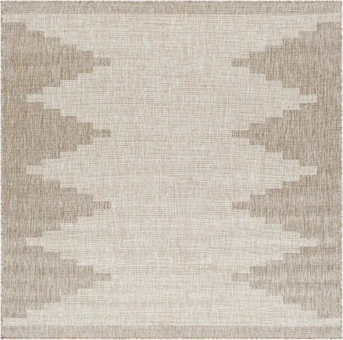 Miniatura 36 de Hauteloom Eris - Alfombra para exteriores, alfombra de patio para porche, exterior, alfombra impermeable, geométrica, marrón, crema, beige, 2 x 2