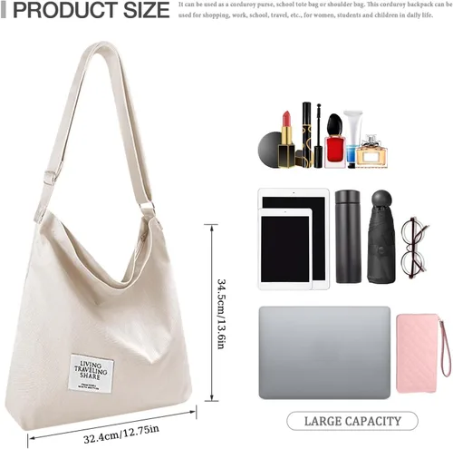 Miniatura 20 de Bolsa de lona con diseño de bolsillo externo, aspecto elegante, correa de hombro ajustable
