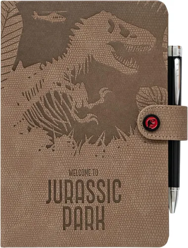 Cuaderno diario oficial de Jurassic Park, cuadernos de tapa dura + bolígrafo, cuaderno A5, bonitos cuadernos | 180 páginas punteadas | Jurassic