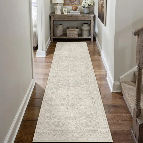 Miniatura 21 de PureCozy Alfombra de área beige de 2 x 3 pulgadas, lavable, vintage, pequeña, para entrada, cocina, suave, retro, floral, de pelo bajo, tapete