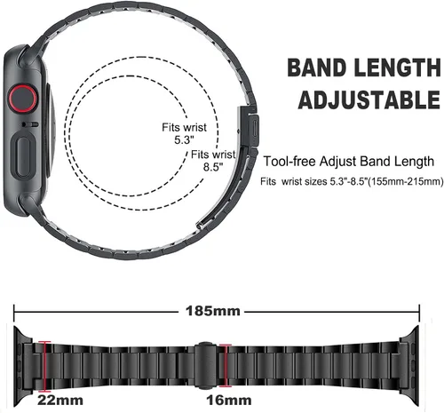 Miniatura 4 de Correas de acero inoxidable compatibles con Apple Watch Band de 1.929 in 1.772 in 1.732 in 1.654 in 1.614 in 1.575 in 1.496 in hombres y mujeres