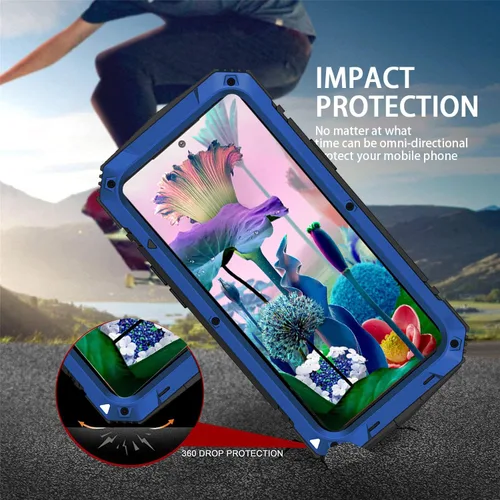 Miniatura 7 de Simicoo Funda militar compatible con Samsung S23 Ultra Metal con protector de pantalla de soporte, protección de cámara, resistente, a prueba de Azul
