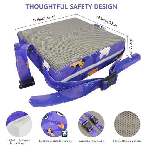 Miniatura 2 de Asiento elevador para niños para mesa de comedor, de 4 pulgadas, lavable, con dobles correas más seguras, fondo antideslizante, asiento elevador