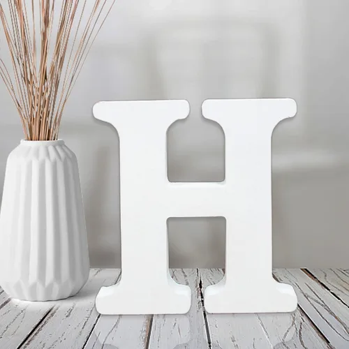 AOCEAN Letras de madera blanca de 4 pulgadas sin terminar para decoración de pared, letras decorativas de pie en rodajas, decoración de tablero para