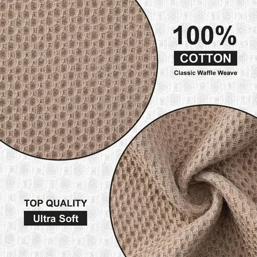 Miniatura 535 de Kitinjoy - Paños de cocina de 100 % algodón, tela de tejido gofrado, paño de limpieza ultrasuave, absorbente y de secado rápido. Beige