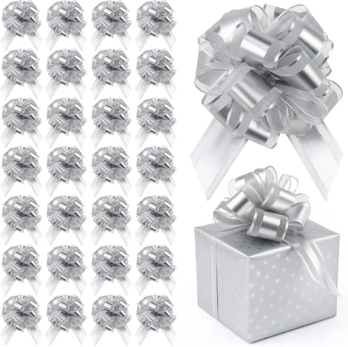 Miniatura 9 de Juexica 30 piezas de grandes arcos navideños tirados para envolver regalos, arco de cinta impermeable de 15 cm para cajas de regalo de San Valentín