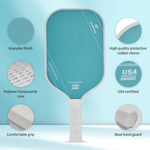 Miniatura 3 de Raqueta de pickleball FH-500 T700, raqueta de pickleball ofensiva de 0.551 in de grosor a dos manos, velocidad y control Azul claro