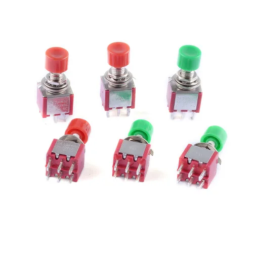 Miniatura 3 de CYT1105 - 6 pines AC 2A 250V/5A 120V 0.236 in 6 pines interruptor de botón momentáneo DPDT NO NC (paquete de 6)
