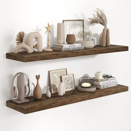 Miniatura 52 de Fun Memories Estantes flotantes de 48 pulgadas, estantes de pared de 9.3 pulgadas de profundidad para baño, sala de estar, dormitorio, cocina