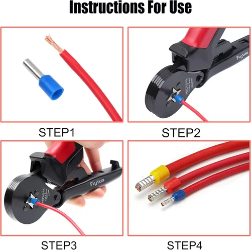 Miniatura 5 de Herramienta de crimpado de virola de alambre para AWG28-10, mini HSC8 6-4A autoajustable con trinquete para terminales de cables y fundas