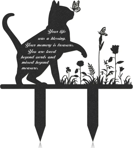 Miniatura 7 de Rngmsi Marcadores de tumba para mascotas, placa conmemorativa de metal para gatos, estacas de cementerio impermeables, lápida para mascotas