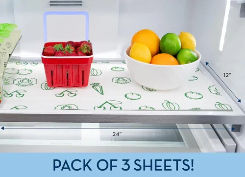Miniatura 6 de Envision Home Revestimientos para refrigerador, forro para estantes, revestimientos absorbentes para refrigeradores, 12 x 24 pulgadas, estampado