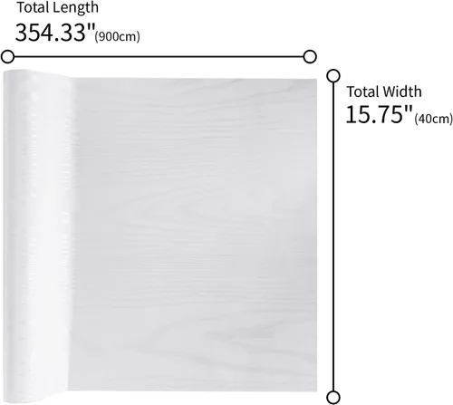 Miniatura 8 de VEELIKE Papel tapiz texturizado de madera blanca de 15.7 x 354 pulgadas y papel de contacto, vinilo de grano de madera plateada para encimeras