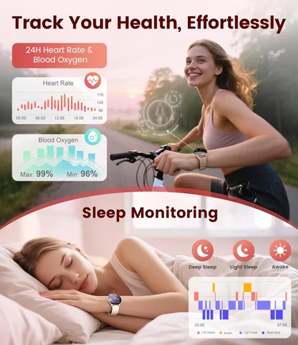 Miniatura 5 de LIGE Relojes inteligentes para mujer, llamadas/recordatorios, rastreadores de actividad ultrafinos AMOLED de 1.43 pulgadas con monitor de frecuencia