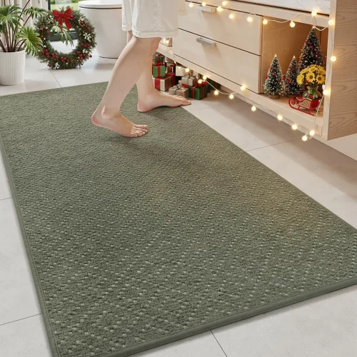 Miniatura 15 de AMOAMI Tapete de baño fino, súper absorbente, antideslizante, parte trasera de goma, tapetes de baño para baño, secado rápido, superficie