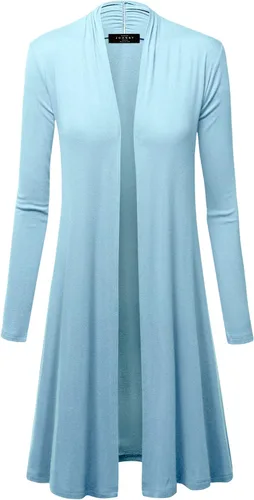 Miniatura 4 de Made By Johnny Women's Solid Long Sleeve Open Front Drape Long Cardigan Duster - Comfortable & Stylish Outerwear