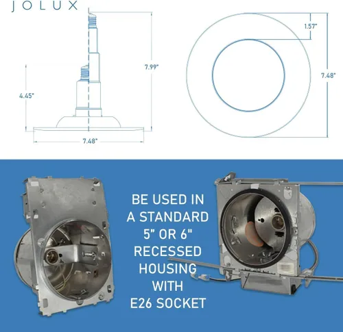 Miniatura 4 de Jolux Foco LED ajustable de 5/6 pulgadas no regulable, base de tornillo mediano E26, 12 W = 75 W, 5000 K (luz diurna), 920 lúmenes, iluminación 5000