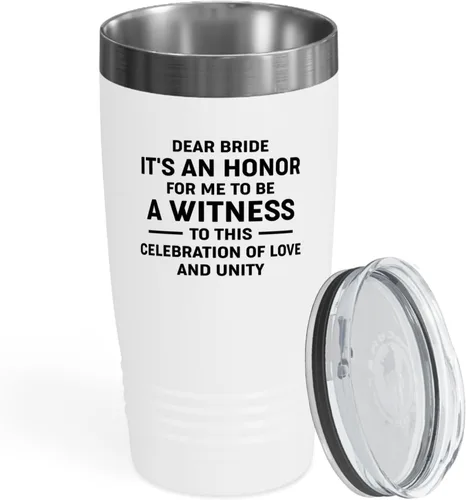 Bride Gift from Officiant Tumbler 20oz White -Love Unity - Bridal Shower Bride To Be Bachelorette Party Newlywed Wedding Officiant Brother