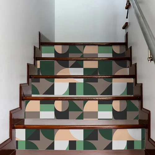 Miniatura 8 de VEELIKE Papel tapiz geométrico abstracto verde y negro geométrico para despegar y pegar, 17.7 x 118 pulgadas, papel tapiz de vinilo autoadhesivo