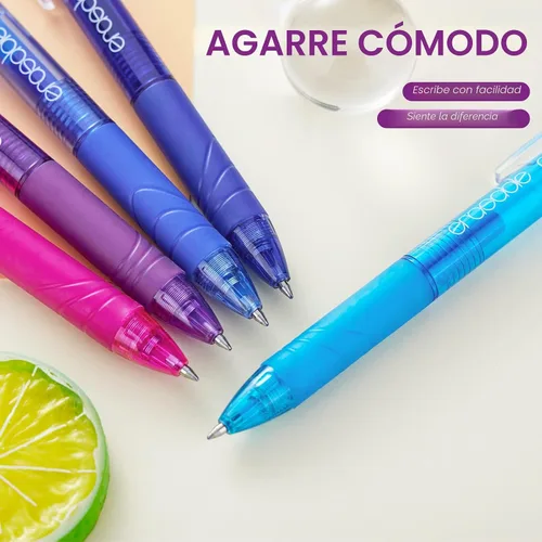 Miniatura 7 de ParKoo Bolígrafos de gel retráctiles borrables, punta fina de 0.028 in, tintas de colores surtidos para escritura de dibujos, paquete de 10