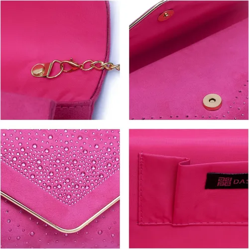Miniatura 6 de Dasein Bolso de noche con diamantes de imitación para mujer, clutch de ante sintético, bolsos brillantes para fiestas formales, cóctel, boda, cartera