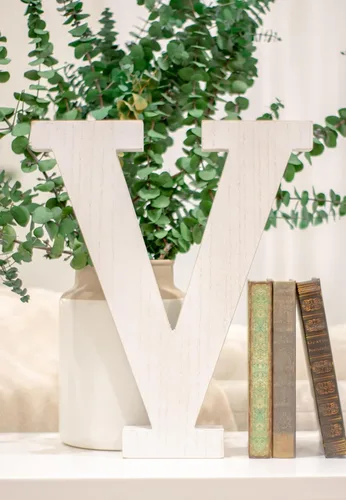 Miniatura 20 de BARNWOODUSA LLC Letras rústicas grandes del alfabeto, monograma de madera de pie para decoración de mantel y chimenea, bloques decorativos de letras
