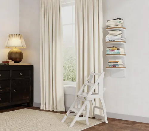 Miniatura 4 de Antigua silla plegable de la escalera de la biblioteca en blanco