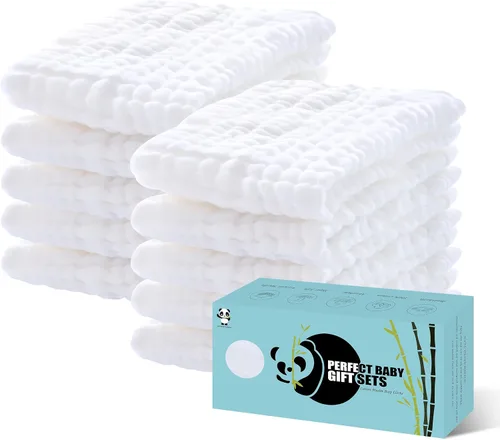 Miniatura 13 de HIPHOP PANDA Paños de muselina para eructos, paquete de 10 – Grandes 20 x 10 pulgadas – Ultra absorbentes y suaves, 100% algodón esencial para bebé