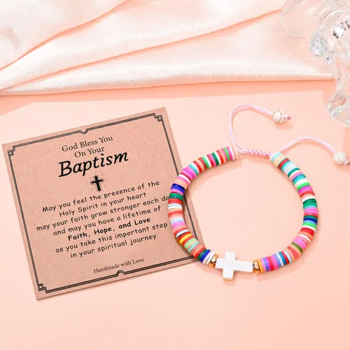 Miniatura 2 de NatuBeau Regalos de primera comunión, pulsera de cruz con tarjeta de regalo, regalos de santa comunión, regalos de bautismo, regalos de confirmación