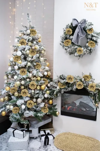 Miniatura 15 de N&T NIETING Flores artificiales, rosas artificiales de color rosa intenso, 50 piezas de flores falsas con tallo para ramos de boda DIY, centros