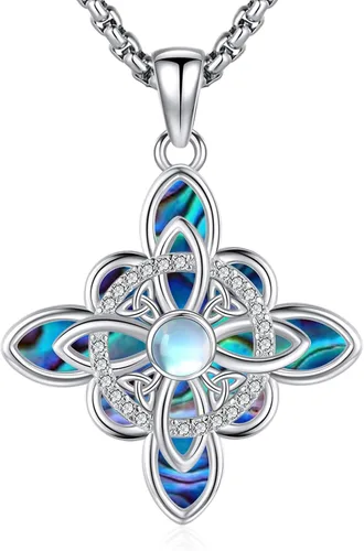 Miniatura 215 de Collar de pentagrama de plata de ley con triple luna, diosa celta, nudo celta, nudo de brujas, Ankh, sol y luna, Hécate, lilith, Santa Muerte